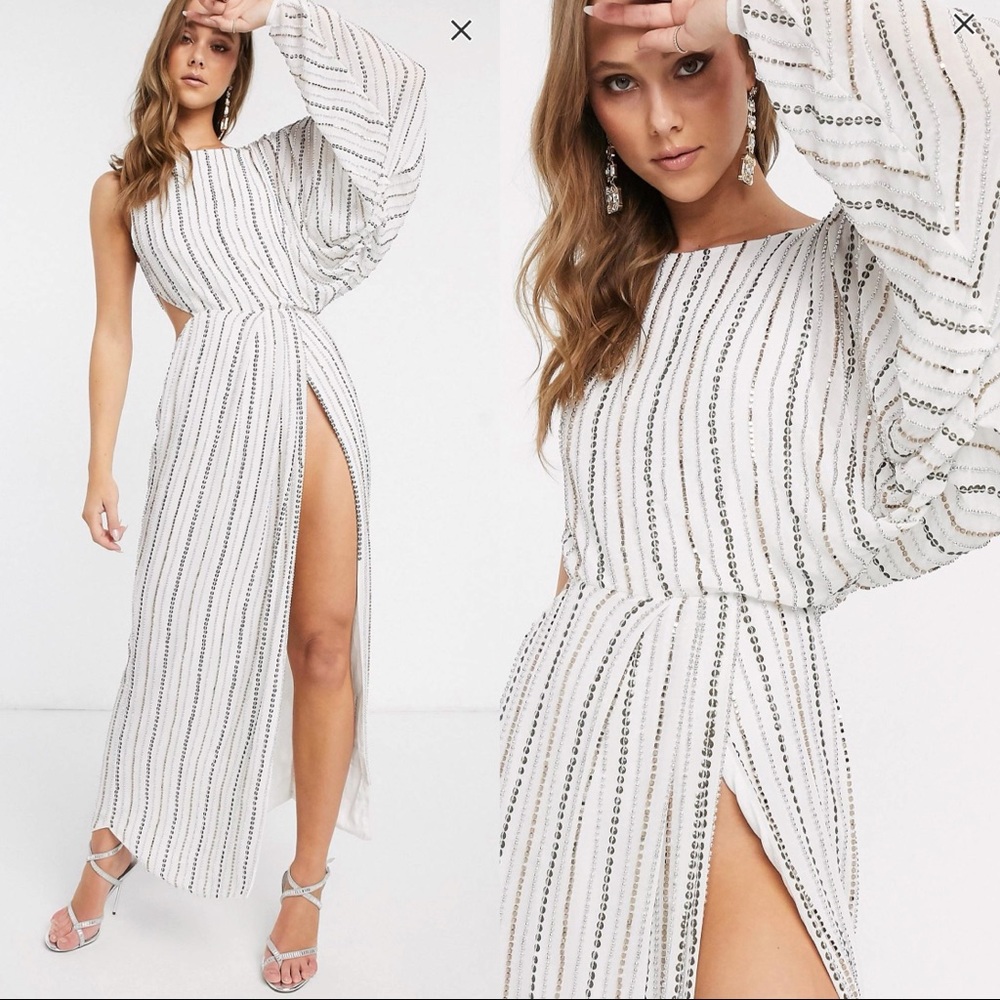 BRAND NEW ASOS BEADED DRESS WITH SLIT